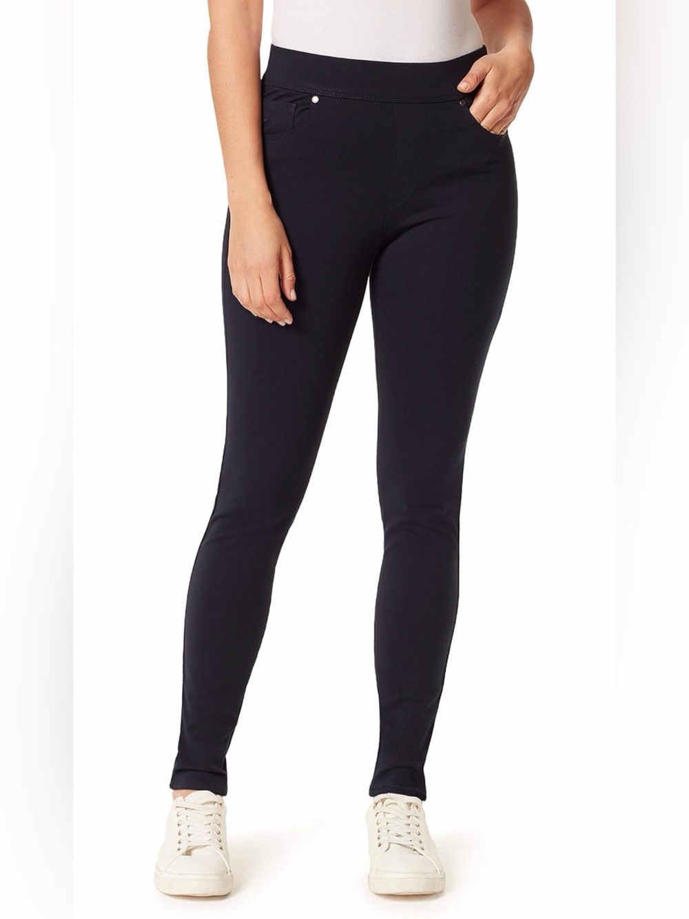 Gloria Vanderbilt Avery Ponte Stretch Pull-On Pant, Navy Blue, 18 Short